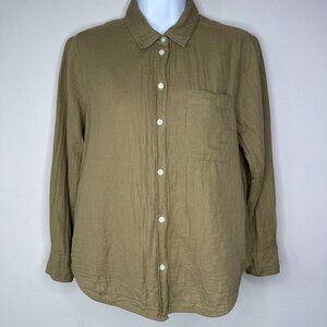 Everlane Womens 100% Cotton Button Down Shirt in Khaki Size 4 Long Sleeve